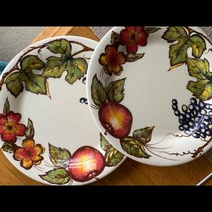 Pier 1 New Harvest 8.5” Plate Fruit Leaves Salad Dessert Appetizer SET OF 2